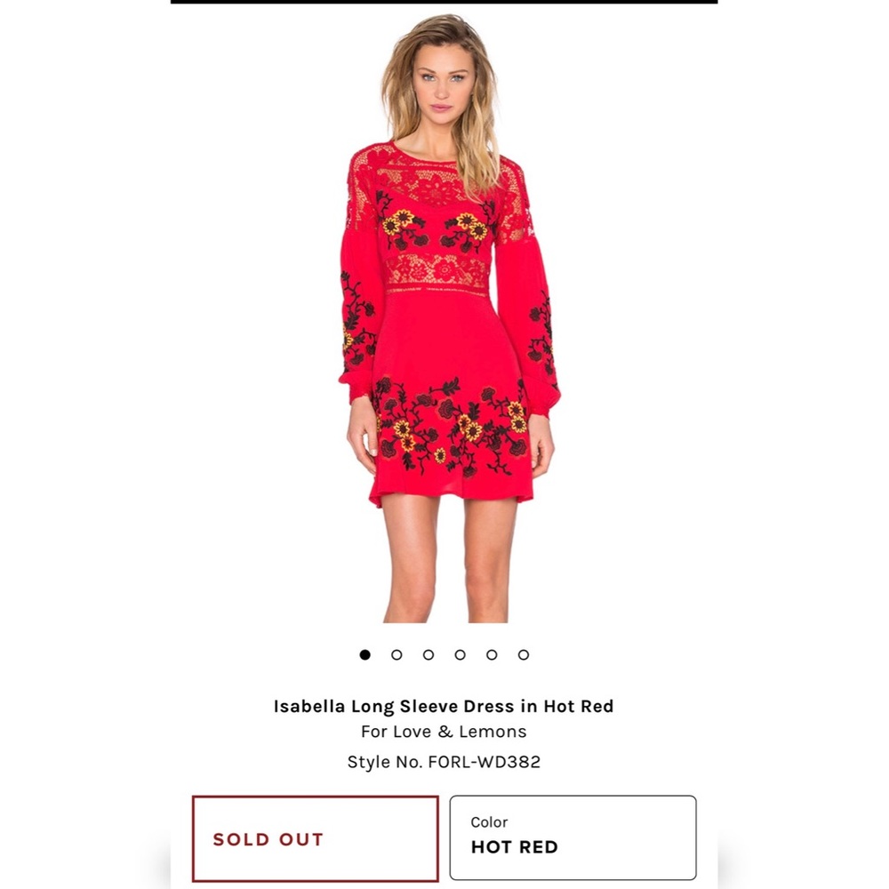 NWT - For Love and Lemons red Isabelllace dress